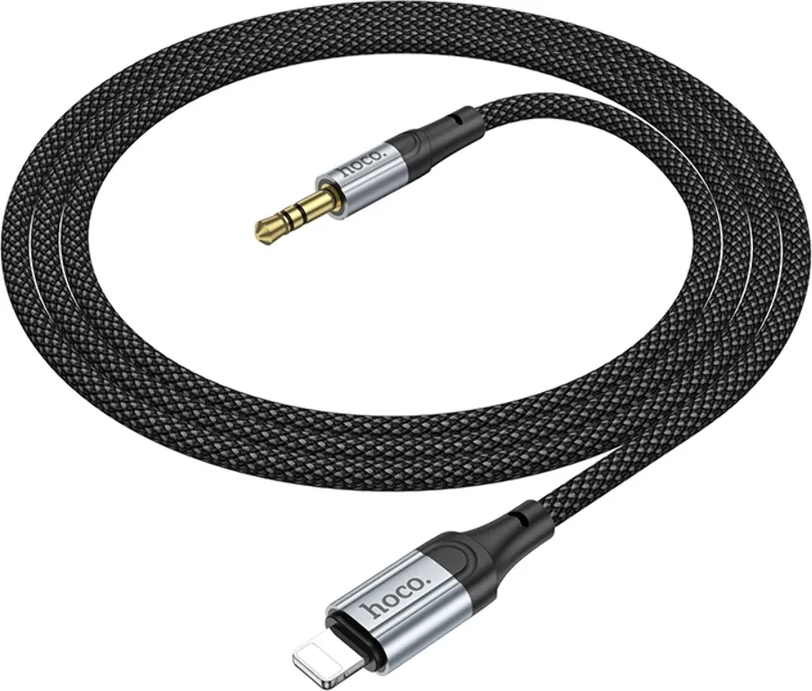 Kabllo AUX HOCO UPA26 Lightning në 3.5mm, 1m, me DAC, najlon e thurur, e zezë - 4