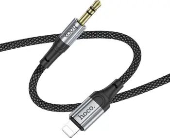 Kabllo AUX HOCO UPA26 Lightning në 3.5mm, 1m, me DAC, najlon e thurur, e zezë