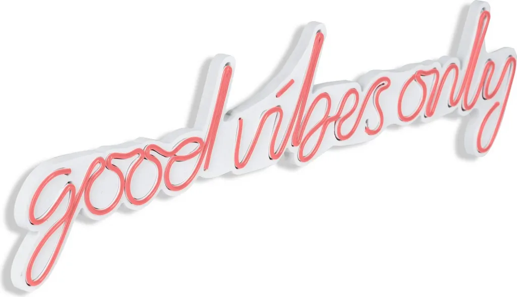 Dekor dritash LED plastike, 'Good Vibes Only', rozë - 7
