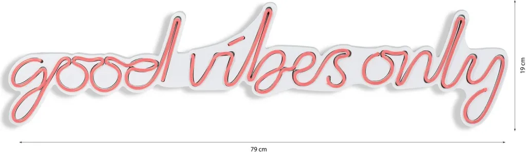 Dekor dritash LED plastike, 'Good Vibes Only', rozë - 9