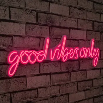 Dekor dritash LED plastike, 'Good Vibes Only', rozë