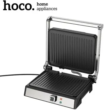 Grill elektrik HOCO HE40 1800W, 5 nivele temperature, 2 pllaka 290×230mm, argjend