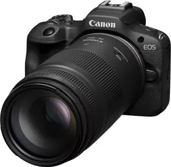 Kamerë pa pasqyrë Canon EOS R100 me dy lente RF-S 18-45mm dhe RF 75-300mm, e zezë