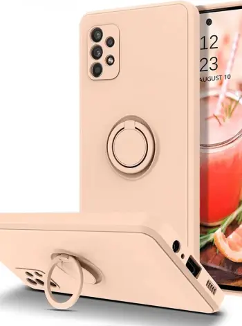 Mbështjellës silikoni ONASI për Samsung Galaxy A34, me unazë dhe mbrojtje kamere, rozë