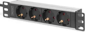 Prizë rack Digitus 10”, 4 dalje, alumini, 1U, e zezë