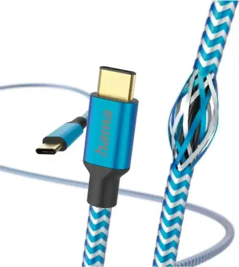 Kabëll USB-C në USB-C Hama Reflected 1.5m, kaltër