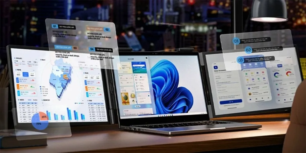 Monitor Zeuslap ZB14, 2x 14", Full HD, IPS, USB-C, i zi - 3
