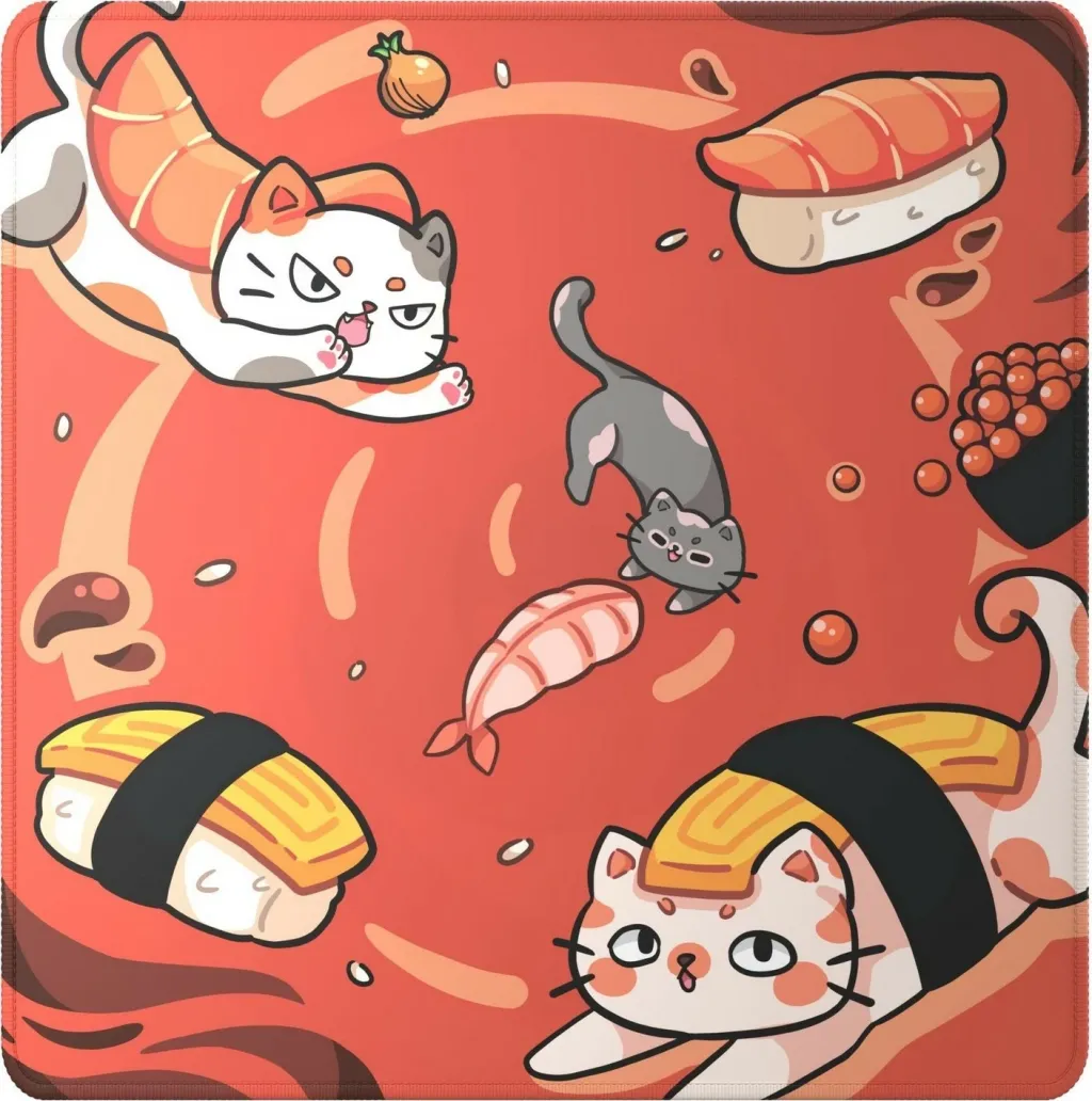 Mauspad Dark Project Sushi Cats Pro L, tekstil, e kuqe - 1