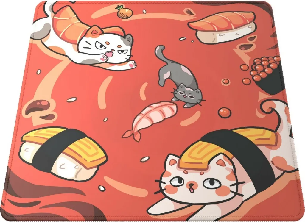 Mauspad Dark Project Sushi Cats Pro L, tekstil, e kuqe - 2