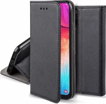 Mbështjellës flip magnetik HAVANA për Realme C35, me mbajtëse dhe xhep karte, i zi