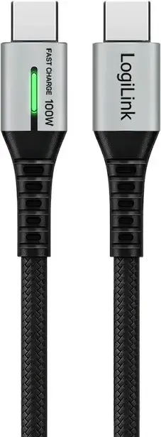 Kabëll USB-C LogiLink 1.5m, 100W, 480Mb/s, LED, i zi