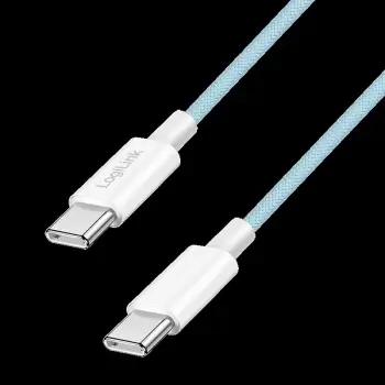 Kabëll LogiLink USB-A/USB-C 1m, najlon, kaltër