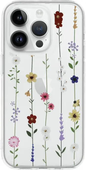 Mbështjellës ONASI Clear Case Garden për iPhone 14 Pro Max, 1.8mm, silikon, me motiv lulesh, transparent