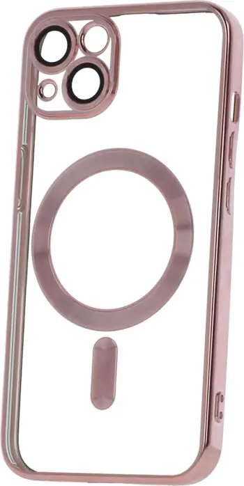 Mbështjellës MagSafe ONASI Magshiny për Samsung Galaxy S24 FE, transparent me kornizë rozë