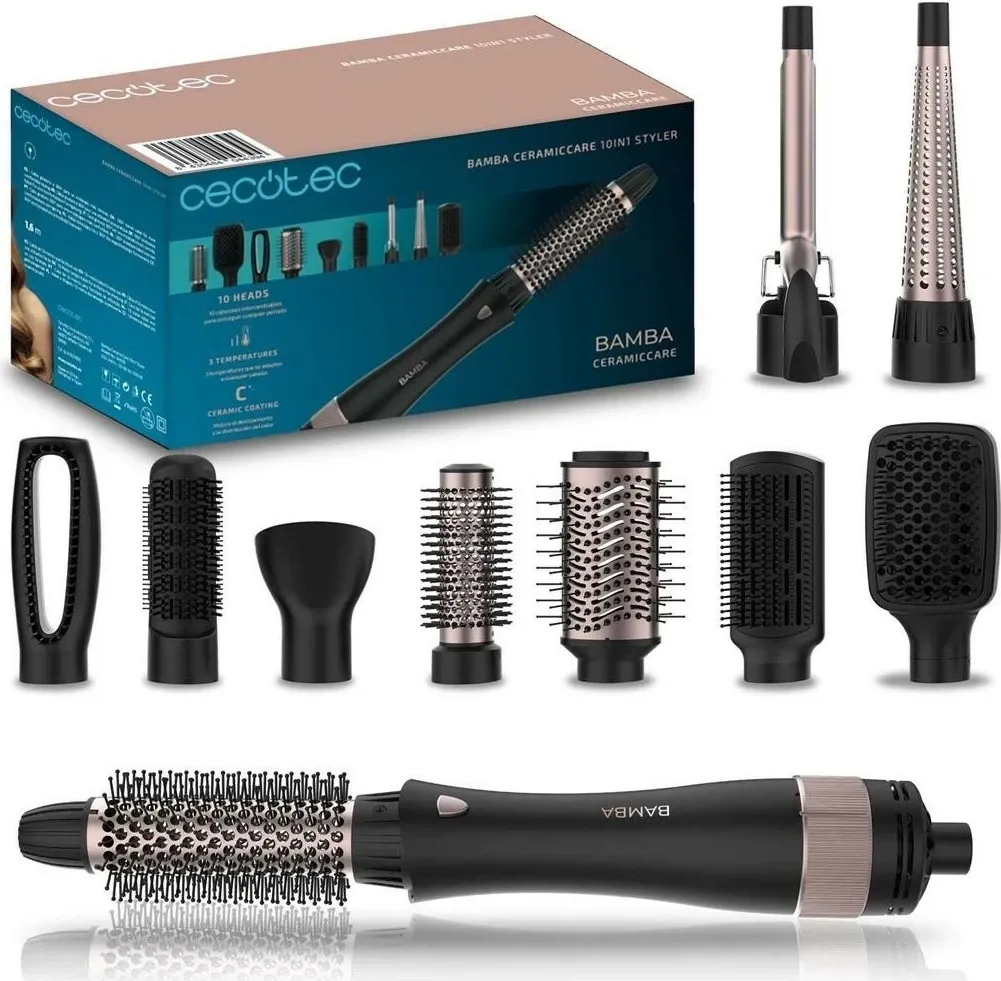 Tharëse flokësh Cecotec Bamba CeramicCare 10in1 Styler, e zezë - 1