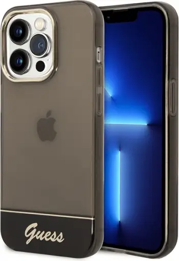 Mbështjellës Guess GUHCP14XHGCOK për iPhone 14 Pro Max, silikon, transparent i errët
