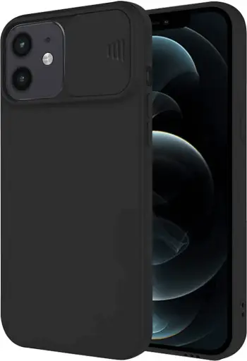 Mbështjellës silikoni ONASI me mbrojtje të lentes/kamerës për iPhone 15 Pro Max, i zi