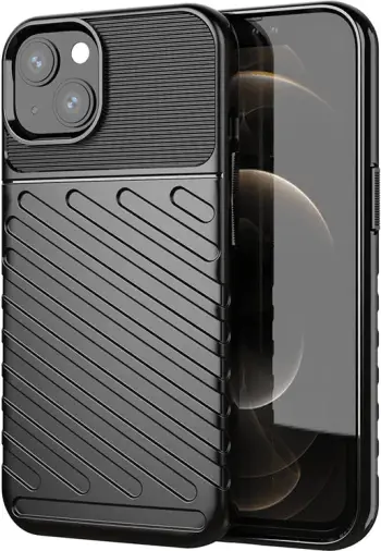 Mbështjellës ONASI Thunder Armor për iPhone 15 Plus, silikon, i zi