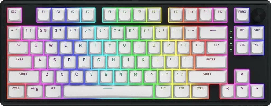 Tastierë mekanike Hator Skyfall 80 Wireless, RGB, 75%, bardhë-zi - 1