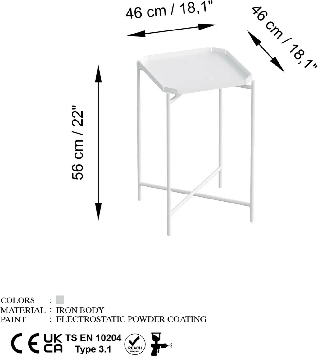 Tavolinë kafeje metalike, e bardhë, Hanah Home, SHB-008-B - 6