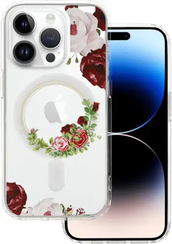 Mbështjellës ONASI Clear Case Elite 18085 për iPhone 15, silikon transparent me MagSafe, i kuq