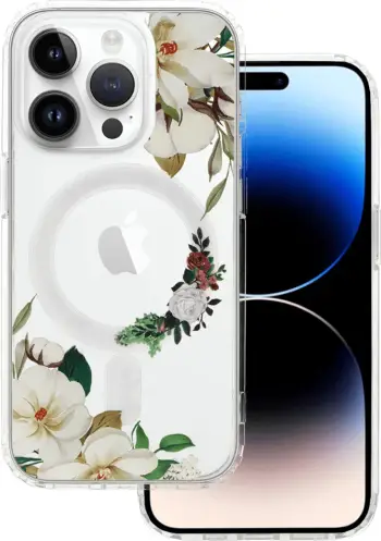Mbështjellës ONASI Clear Case Elite me MagSafe për iPhone 15, silikon transparent, e bardhë