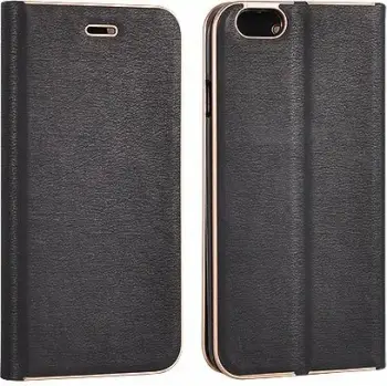 Mbështjellës flip HAVANA Premium për Samsung Galaxy A72 A726 5G, mbyllje magnetike, hapësirë për kartelë, e zezë me skaj të artë