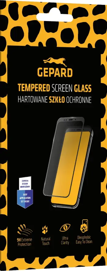 Xham i kalitur mbrojtës Gepard Cheetah për Samsung Galaxy A14, Full Glue, i zi, set 1 copë