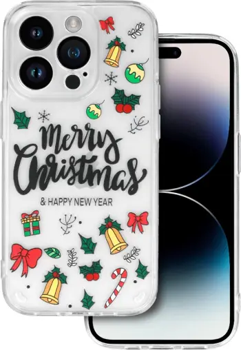 Mbështjellës ONASI 18439 për iPhone 13, silikoni 1.8mm, Christmas, transparent