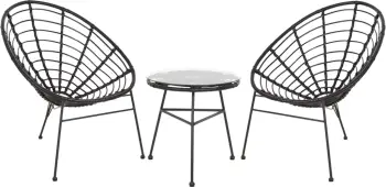 Set kopshti tavolinë & karrige Allegra FH21047.12, 3 pjesë, ratan/të zeza