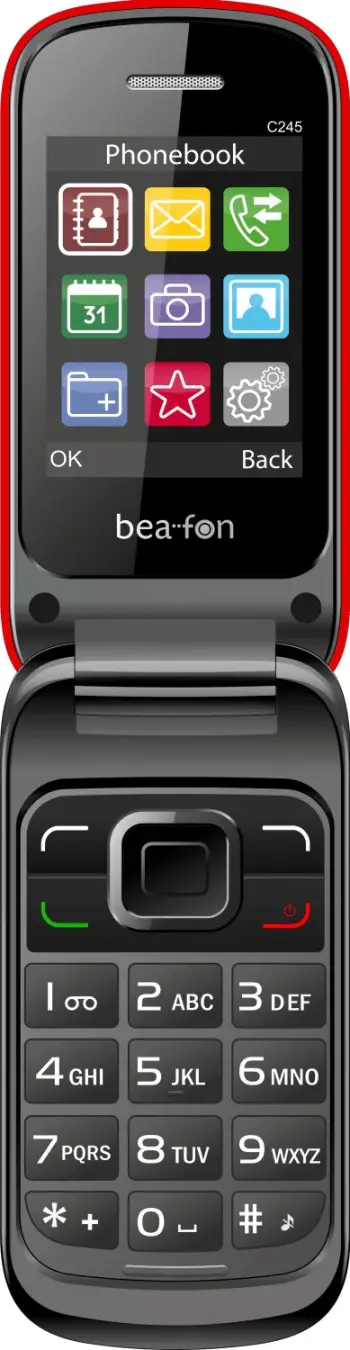 telefon me kapak Beafon C245, Dual SIM, ekran 2.4\", 2G, e kuqe, set me karikues