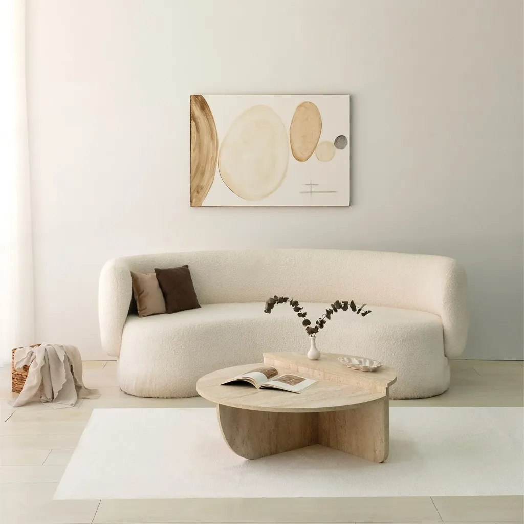 Tavolinë kafeje Hanah Home, Podium, ngjyrë travertine - 1
