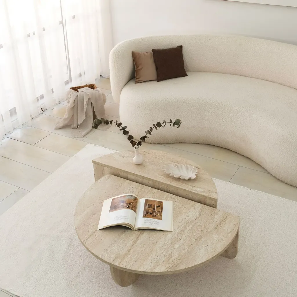 Tavolinë kafeje Hanah Home, Podium, ngjyrë travertine - 5