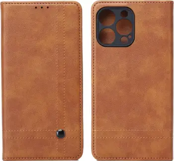 Mbështjellës HAVANA Sleek për iPhone 17, flip me magnet, TPU + lëkurë artificiale, funksion kuletë, kafe