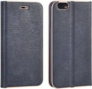 Mbështjellës flip HAVANA Premium për Samsung Galaxy A72 A726 5G, me magnet, xhep për kartë, blu me skaj të artë