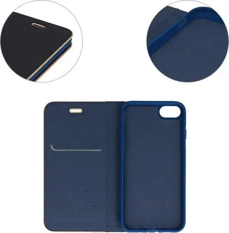 Mbështjellës flip HAVANA Premium për Samsung Galaxy A34, blu me skaje ari - 2