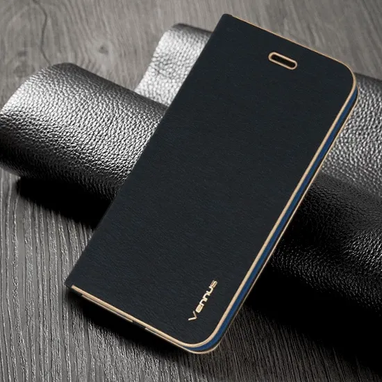 Mbështjellës flip HAVANA Premium për Samsung Galaxy A34, blu me skaje ari - 3