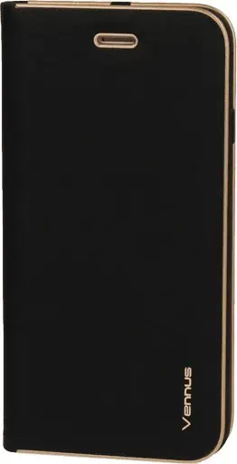 Mbështjellës flip HAVANA Premium për Samsung Galaxy A34, mbyllje magnetike, vend për kartë, zi me skaj të artë