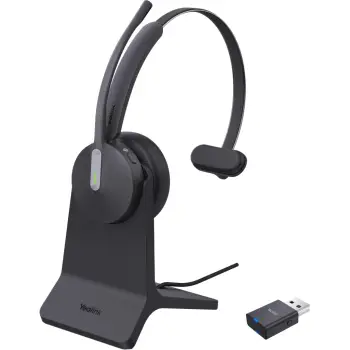 Headset Yealink WH64 Hybrid Mono me Charging Stand, wireless, Teams, e zezë