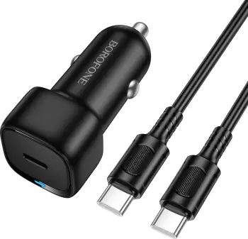 Karikues veture BOROFONE BZ34A PD 20W QC 3.0 me kabllo Type-C në Type-C 1m, i zi