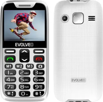 Telefon me butona Evolveo Easyphone XR (MPN 23351), ekran me ngjyra, buton SOS, USB-C, me stacion karikimi, e bardhë
