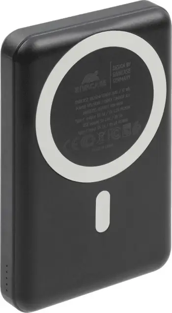 Powerbank magnetik MagSafe RIVACASE VA2604 10000mAh 20W Qi 15W me mbajtëse, e zezë