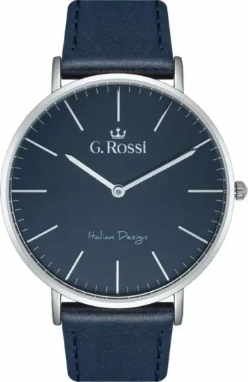 Orë dore meshkuj G.Rossi 11014A7-6F1, blu e argjendtë, me kuti