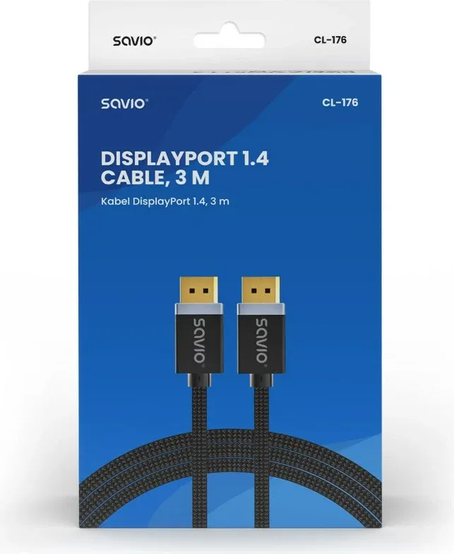 Kabllo DisplayPort SAVIO, V1.4, 3 m, CL-176, e zezë - 4