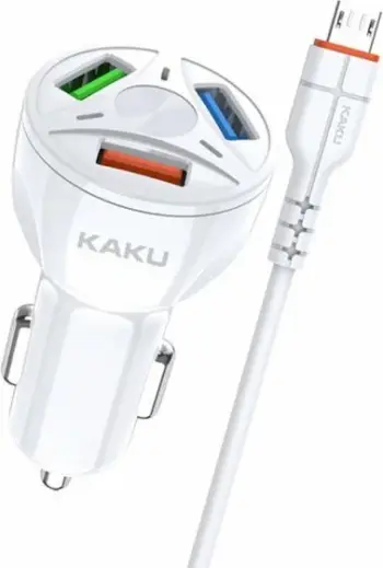 Karikues për veturë Kaku KSC-493 QC 3.0, 20W, 3x USB, kabllo Micro USB 1m, e bardhë