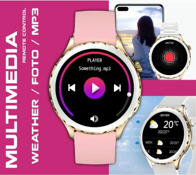 Smartwatch për femra Rubicon, rozë - 13