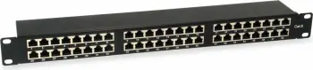Patch panel Equip 48-portë, Cat6, 1U, i zi, rack mounting