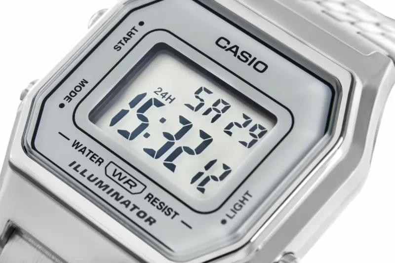 Orë dore digjitale për femra CASIO, argjend - 4