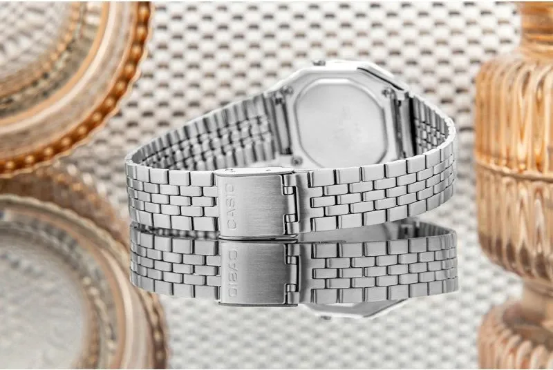Orë dore digjitale për femra CASIO, argjend - 7