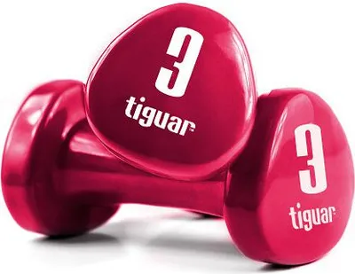Peshë dore Tiguar Vinyl Dumbbell, 3 kg, e kuqe - 1